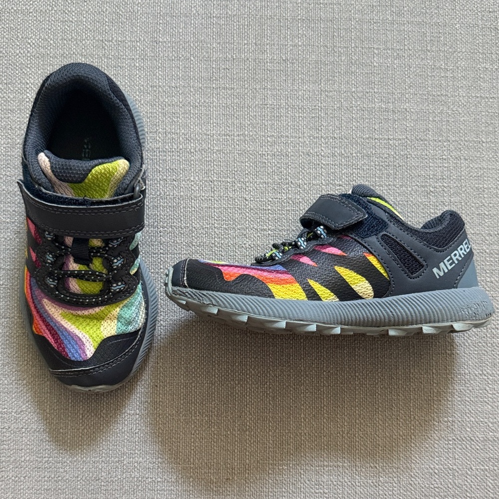 Merrell Kids' Nova 2 Black and Rainbow Sneakers